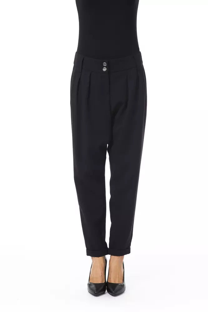 Black Polyester Women Pants - SEHABRANDS