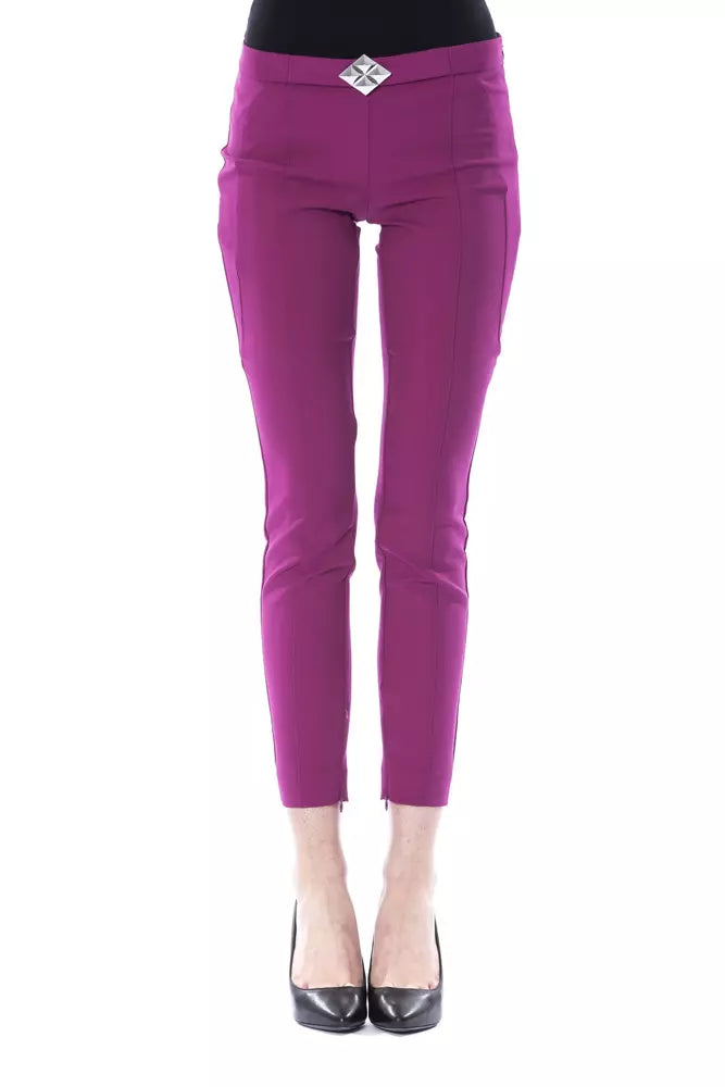 Purple Polyester Women Pants - SEHABRANDS