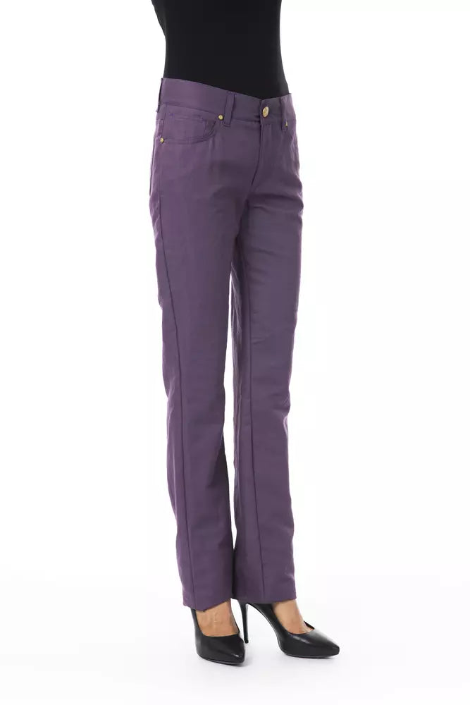 Purple Cotton Women Pants - SEHABRANDS