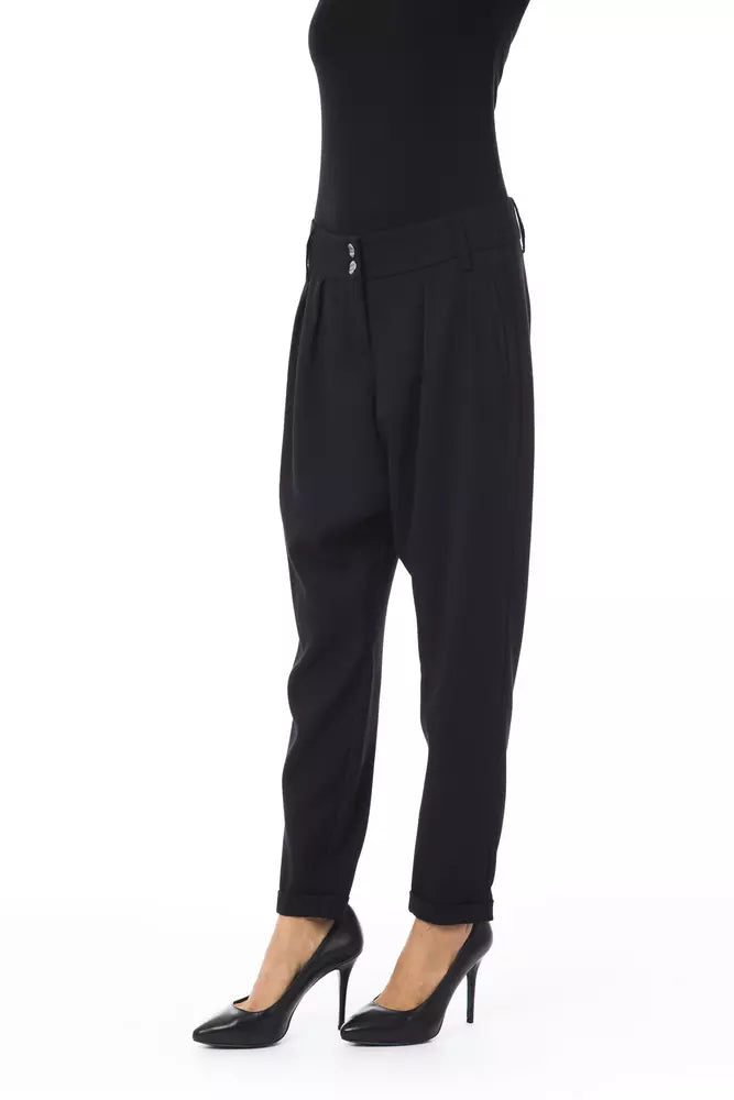 Black Polyester Women Pants - SEHABRANDS