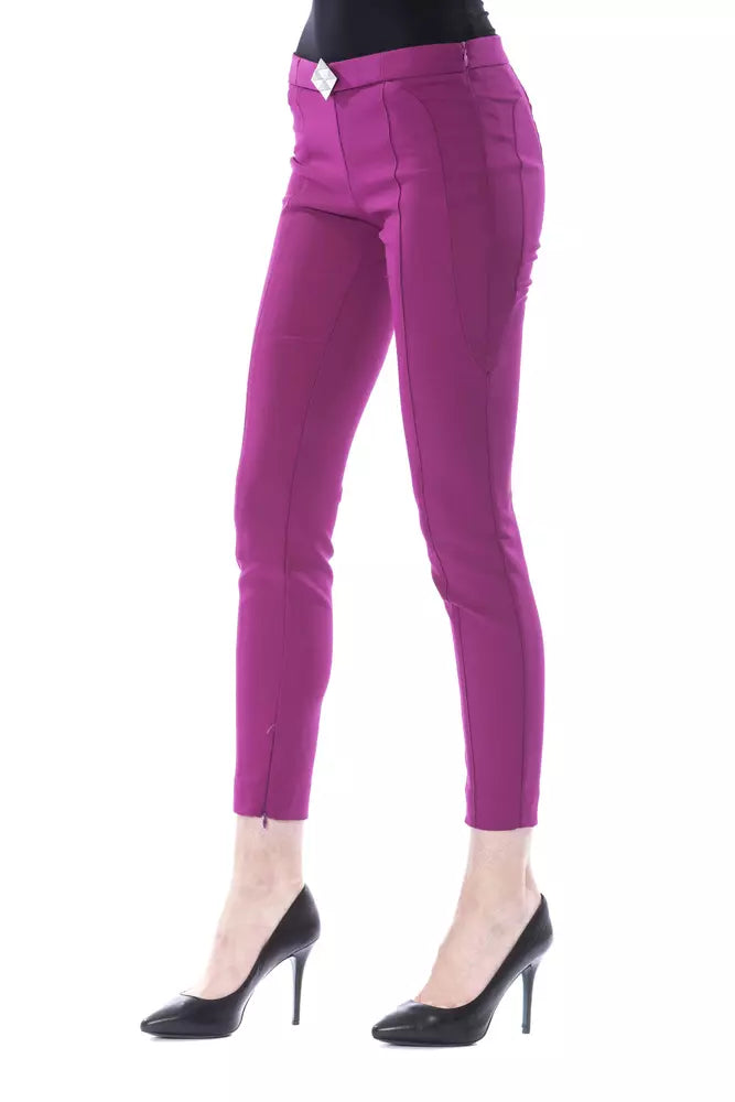 Purple Polyester Women Pants - SEHABRANDS