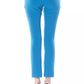 Light Blue Polyester Women Pants - SEHABRANDS