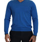 Chic Blue Cotton Pullover Sweater - SEHABRANDS