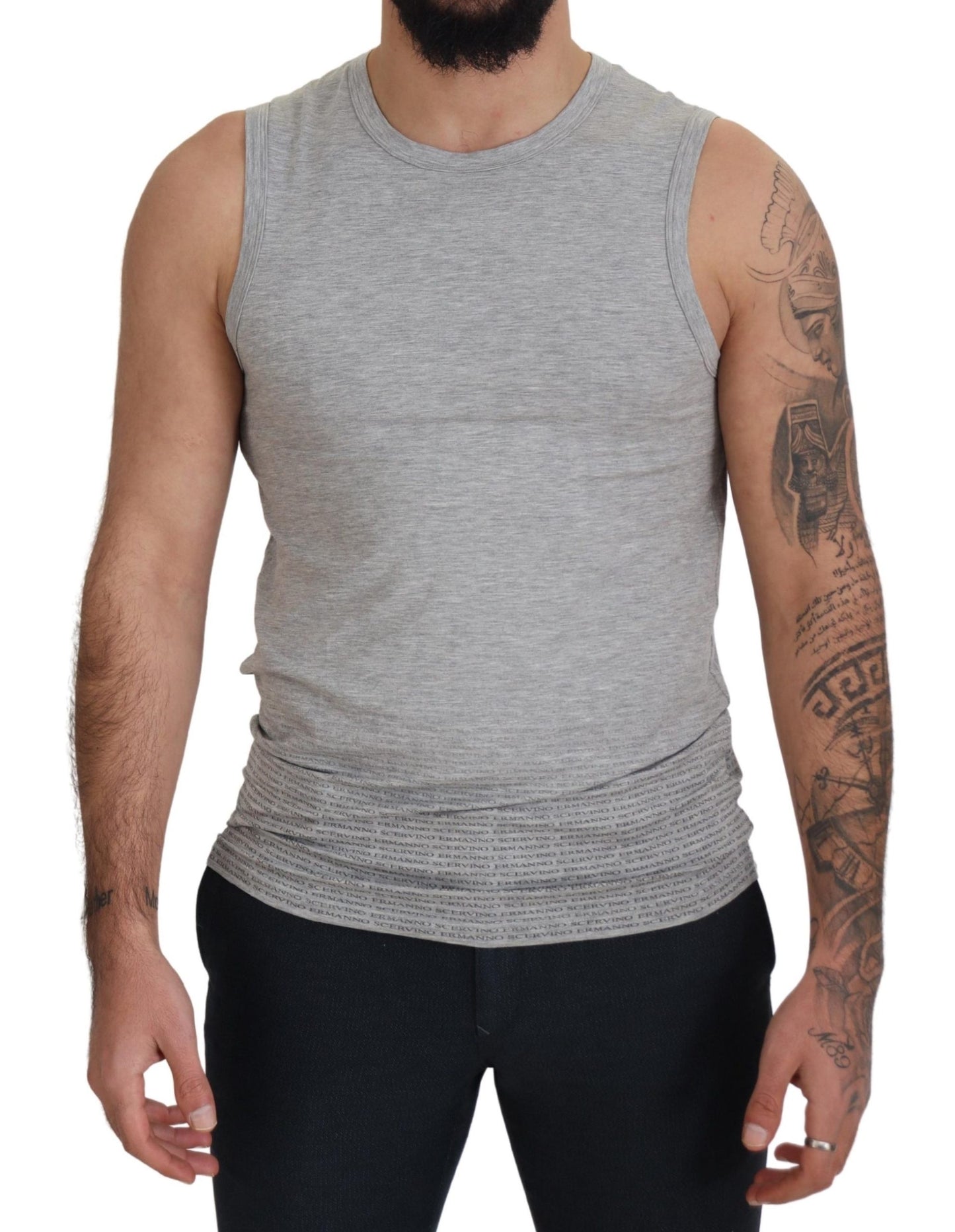 Chic Gray Sleeveless Crewneck Tee - SEHABRANDS