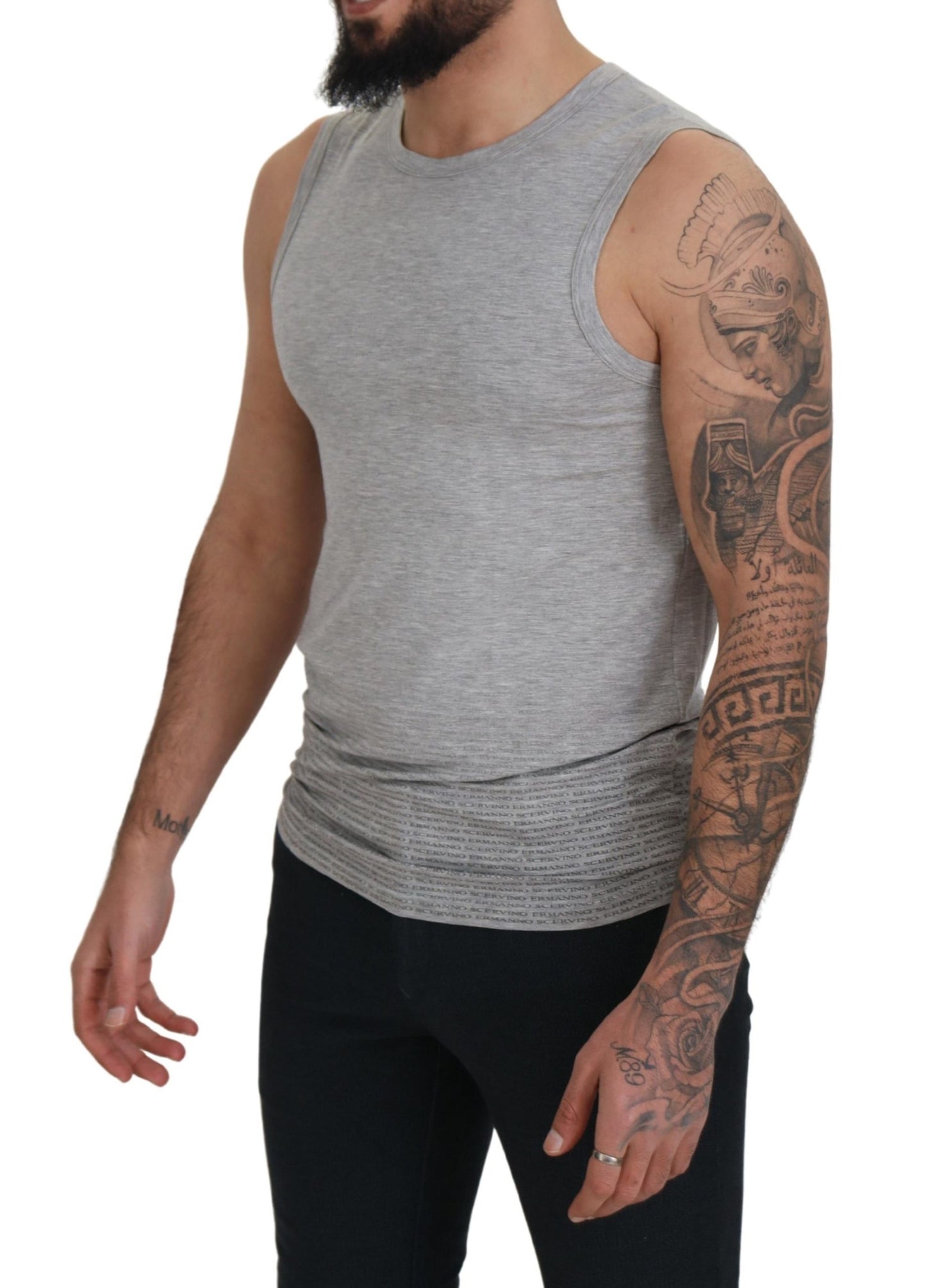 Chic Gray Sleeveless Crewneck Tee - SEHABRANDS