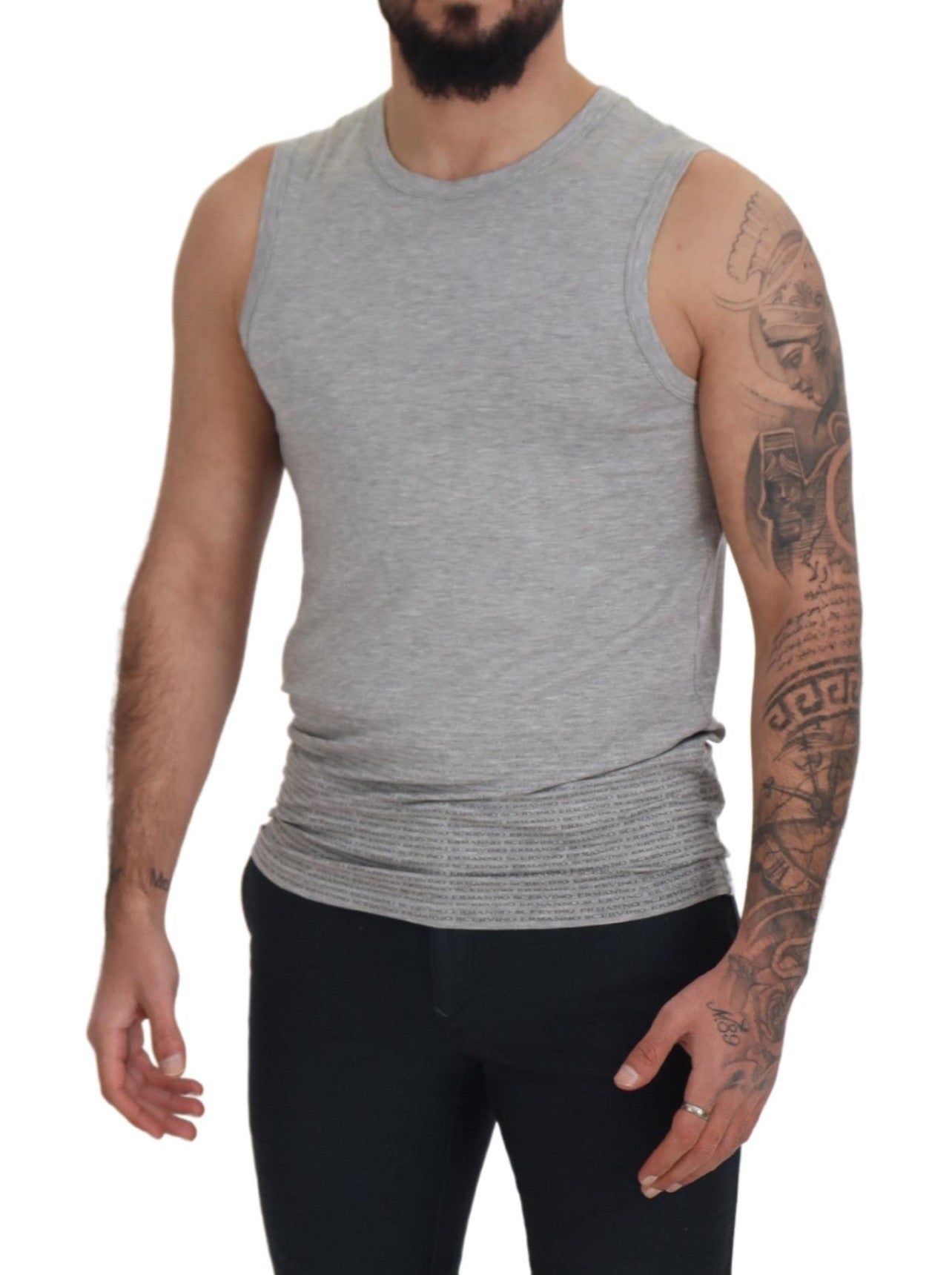 Chic Gray Sleeveless Crewneck Tee - SEHABRANDS