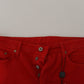 Dolce & Gabbana Chic Red Cotton Denim Pants