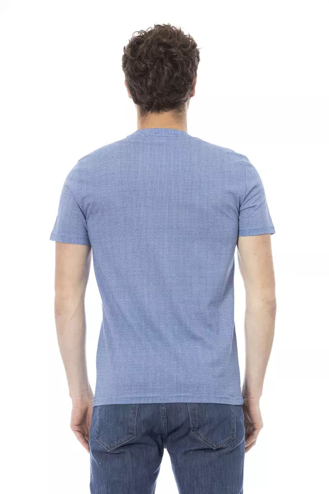 Light Blue Cotton Men T-Shirt - SEHABRANDS