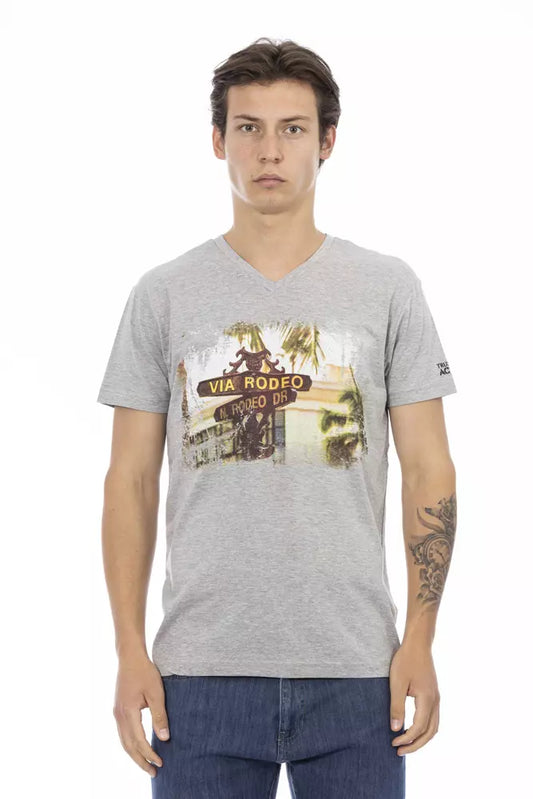 Gray Cotton Men T-Shirt - SEHABRANDS