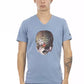 Light Blue Cotton Men T-Shirt - SEHABRANDS