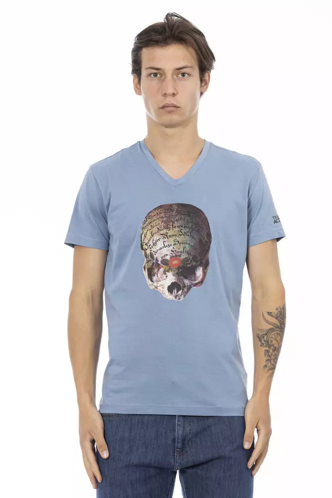 Light Blue Cotton Men T-Shirt - SEHABRANDS