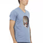 Light Blue Cotton Men T-Shirt - SEHABRANDS