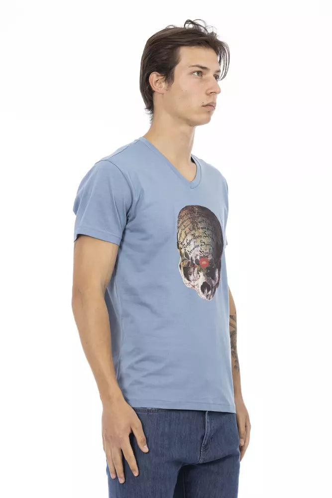 Light Blue Cotton Men T-Shirt - SEHABRANDS