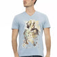 Light Blue Cotton Men T-Shirt - SEHABRANDS