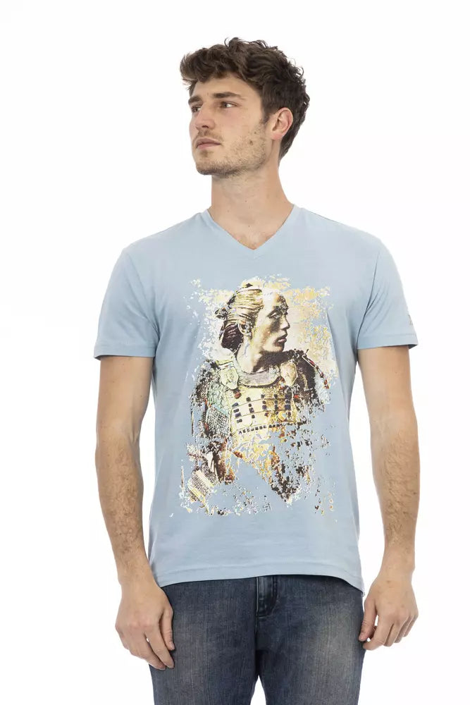 Light Blue Cotton Men T-Shirt - SEHABRANDS