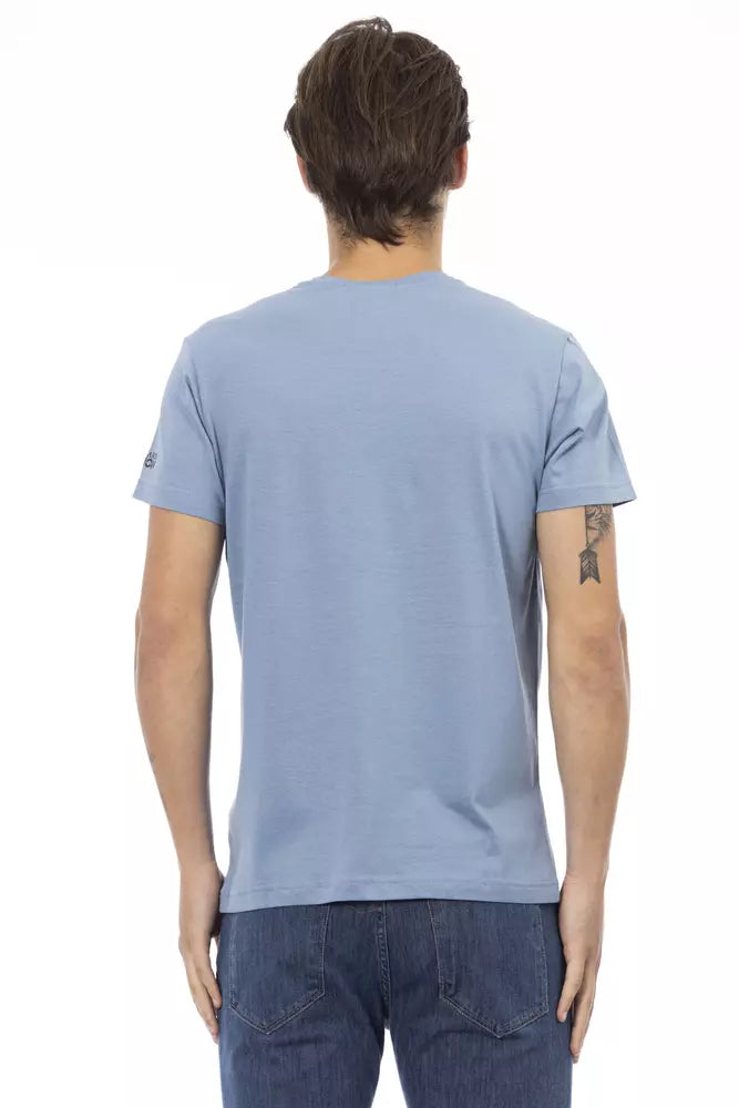 Light Blue Cotton Men T-Shirt - SEHABRANDS