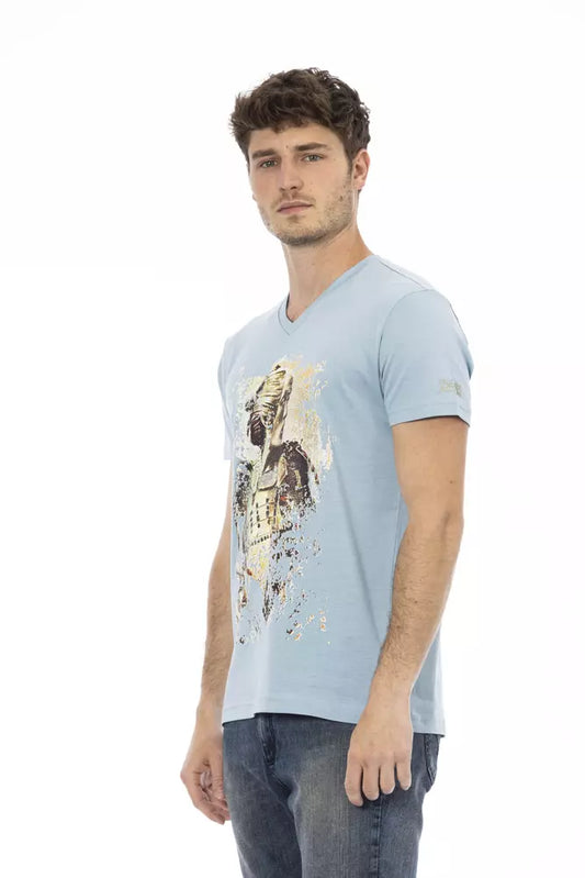 Light Blue Cotton Men T-Shirt - SEHABRANDS