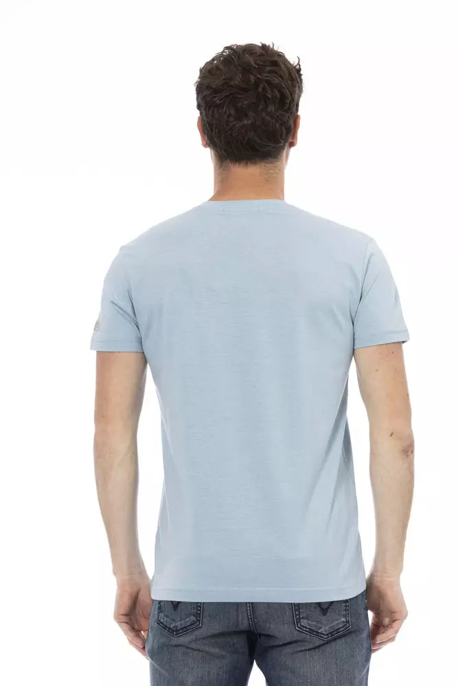 Light Blue Cotton Men T-Shirt - SEHABRANDS