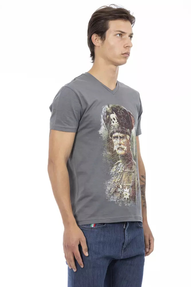 Gray Cotton Mens TShirt - SEHABRANDS