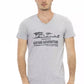 Gray Cotton Men V-Neck T-Shirt - SEHABRANDS