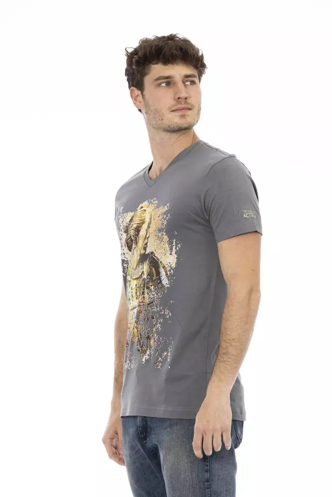 Gray Cotton Men's T-Shirt - SEHABRANDS