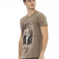 Brown Cotton Men's V-Neck T-Shirt - SEHABRANDS