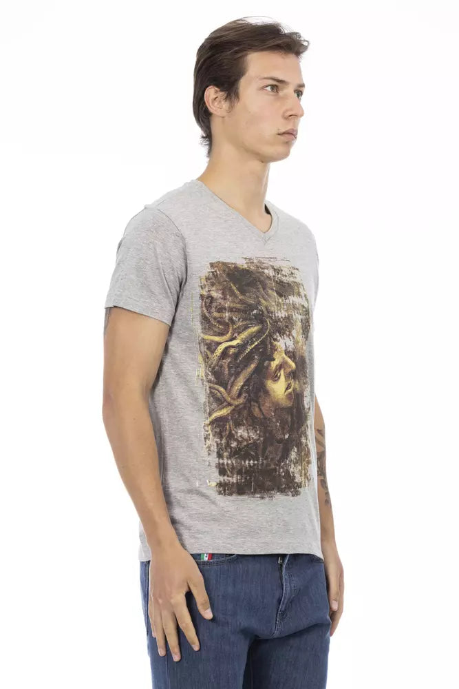 Gray Cotton Men T-Shirt - SEHABRANDS