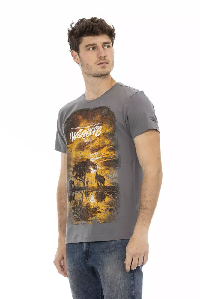 Gray Cotton Men T-Shirt - SEHABRANDS