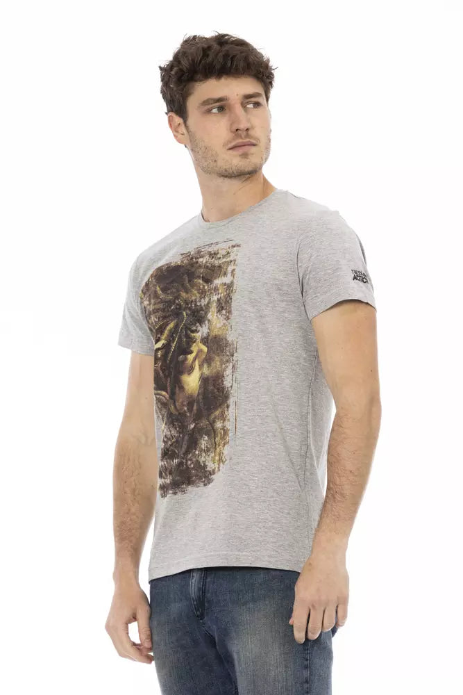 Gray Cotton Men T-Shirt - SEHABRANDS