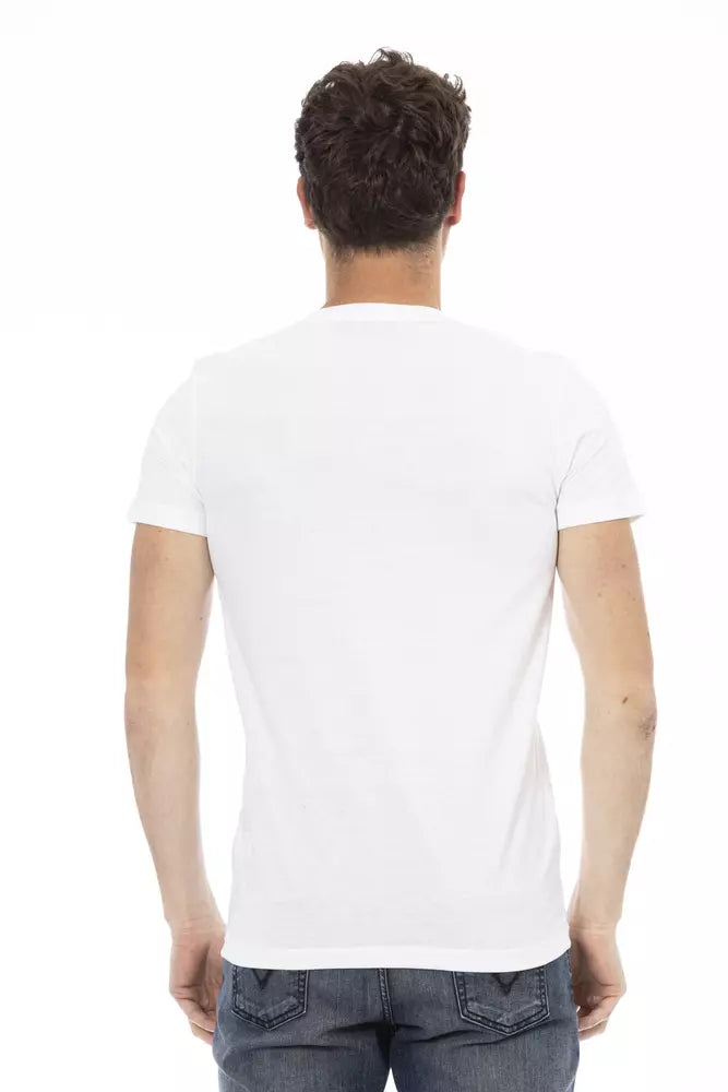 White Cotton Men's V-Neck T-Shirt - SEHABRANDS