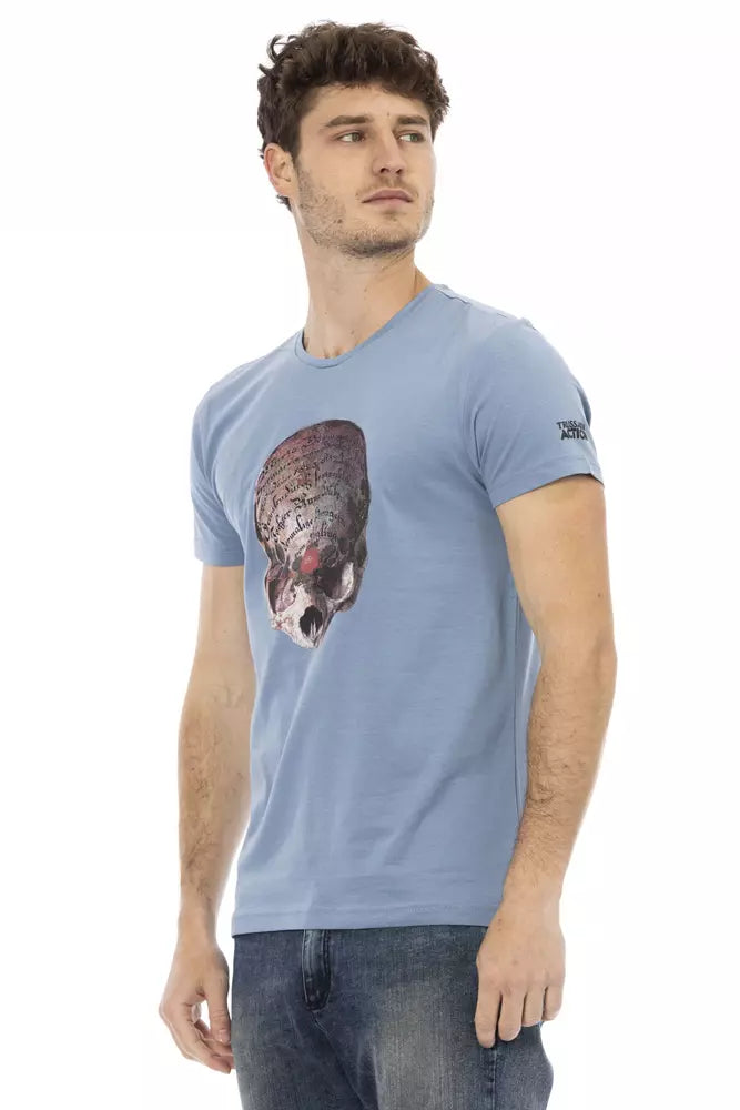 Light Blue Cotton Men T-Shirt - SEHABRANDS