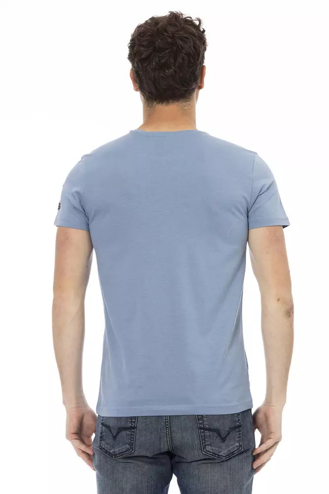 Light Blue Cotton Men T-Shirt - SEHABRANDS