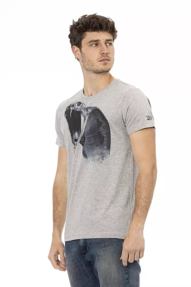 Gray Cotton Men T-Shirt - SEHABRANDS