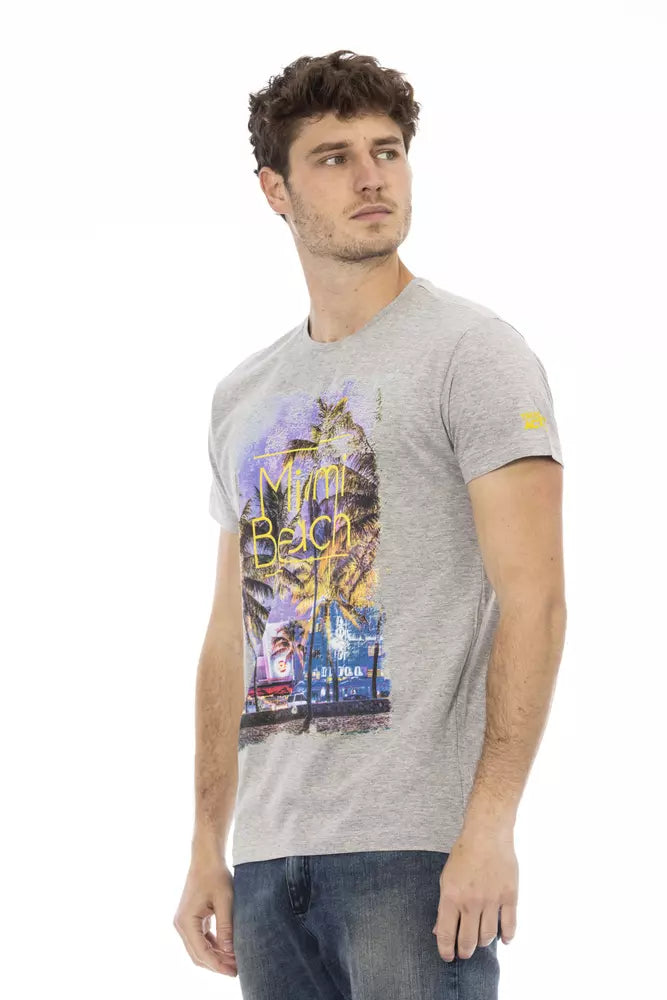 Gray Cotton Men T-Shirt - SEHABRANDS