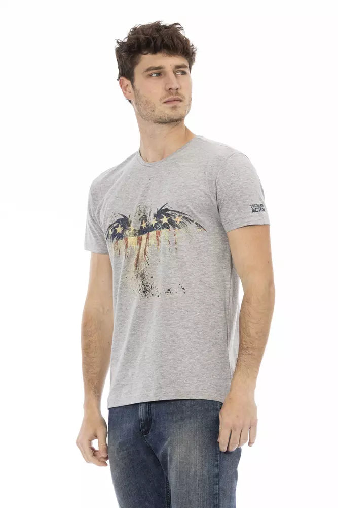 Gray Cotton Men T-Shirt - SEHABRANDS