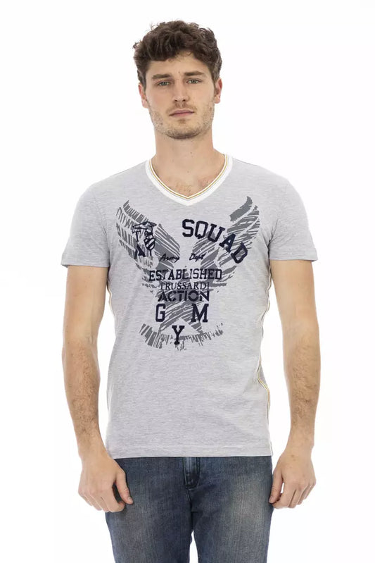 Gray Cotton Men T-Shirt - SEHABRANDS