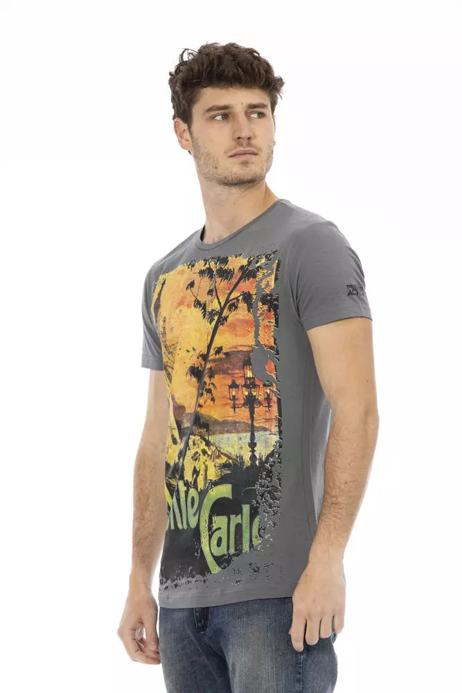 Gray Cotton Men T-Shirt - SEHABRANDS