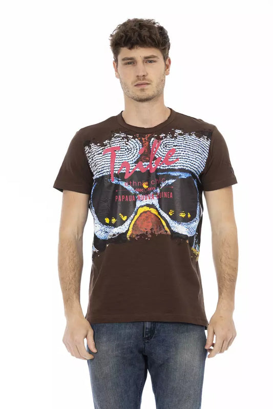 Brown Cotton Men T-Shirt - SEHABRANDS