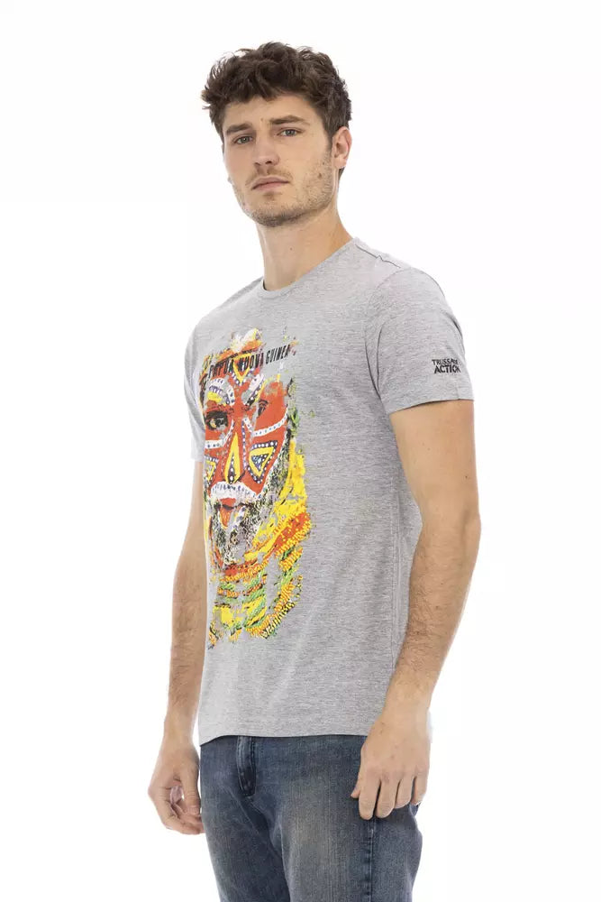 Gray Cotton Men T-Shirt - SEHABRANDS