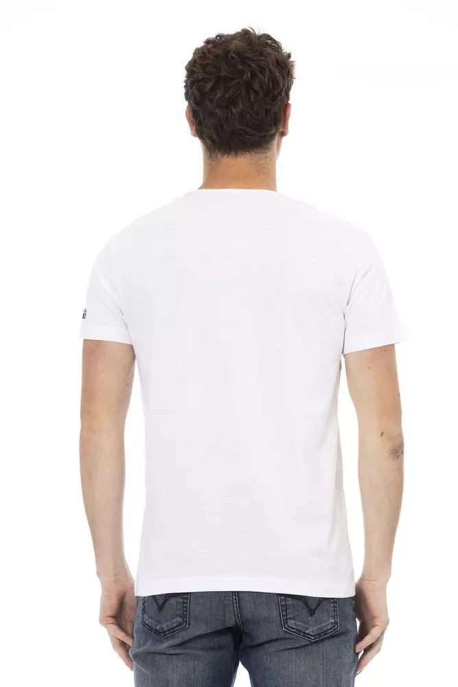 Chic White Round Neck Cotton Tee - SEHABRANDS