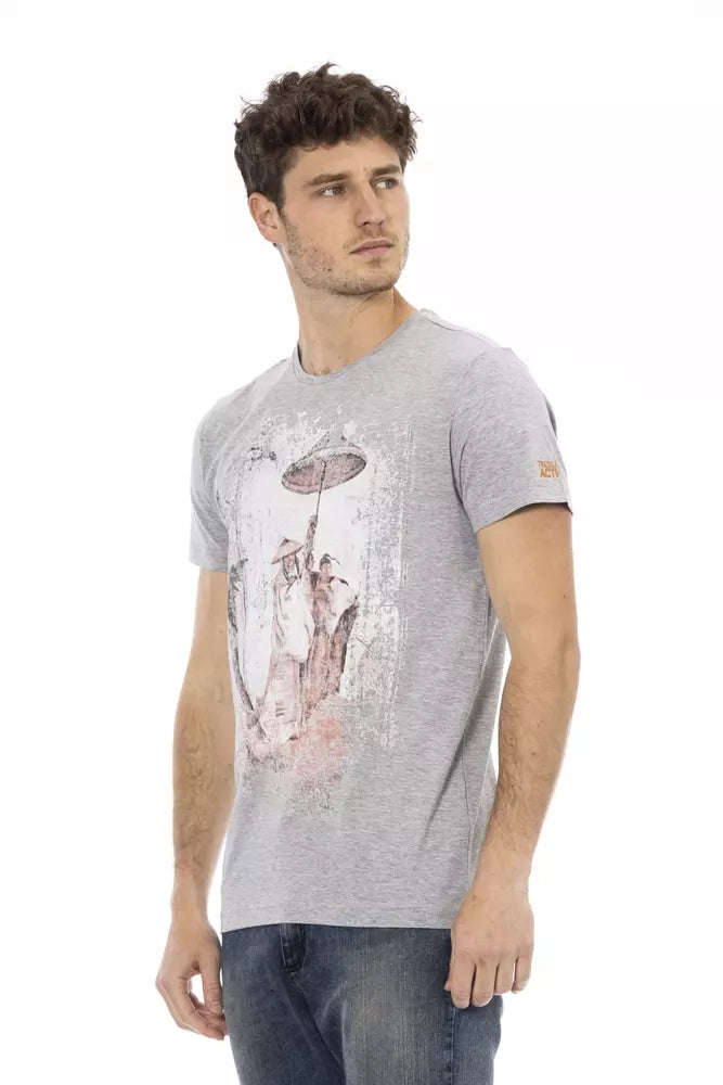 Gray Cotton Men T-Shirt - SEHABRANDS