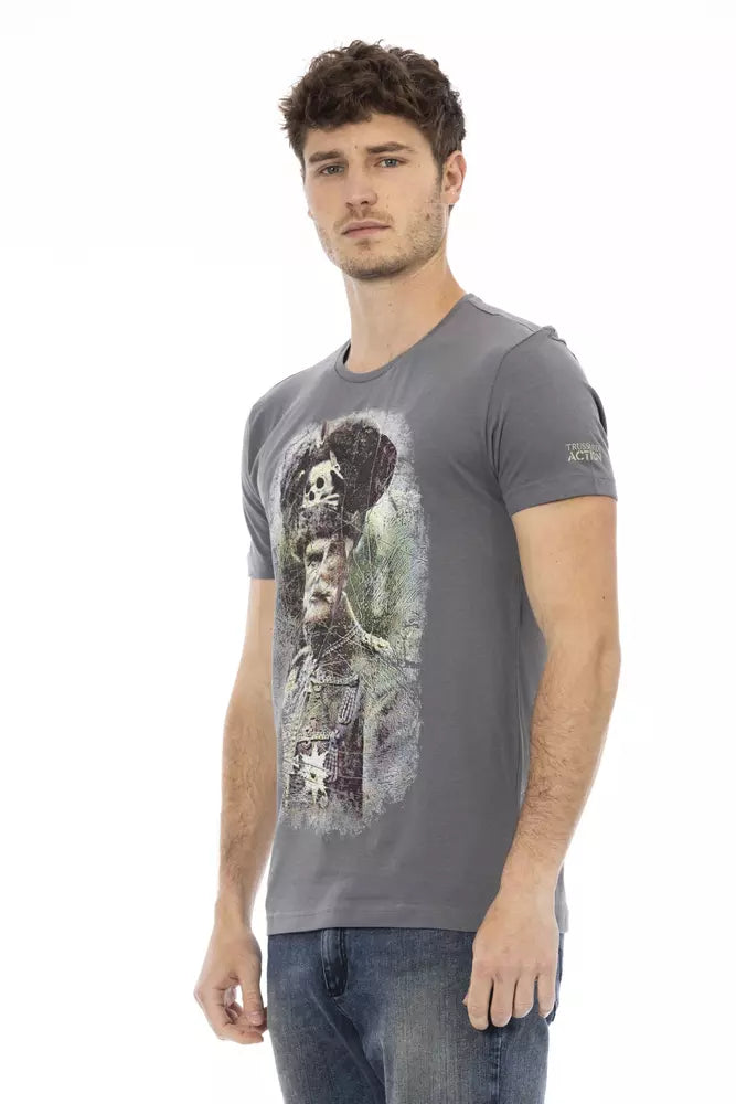 Gray Cotton Men T-Shirt - SEHABRANDS