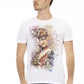 Sleek White Cotton Blend Tee with Graphic Front - SEHABRANDS