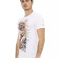 Sleek White Cotton Blend Tee with Graphic Front - SEHABRANDS