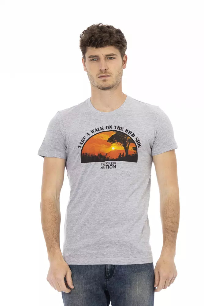 Gray Cotton Men T-Shirt - SEHABRANDS