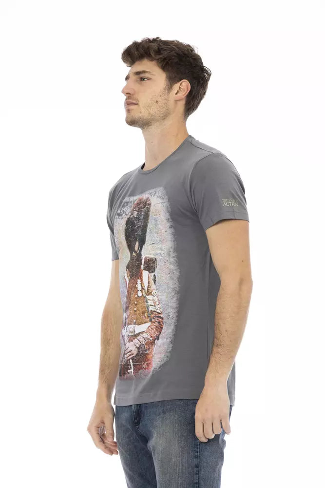 Gray Cotton Men T-Shirt - SEHABRANDS