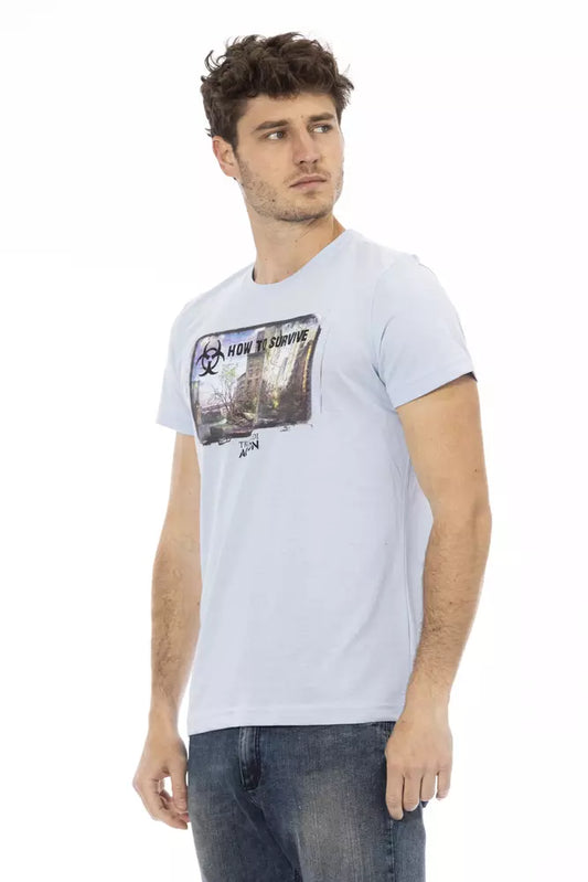 Light Blue Cotton Men T-Shirt - SEHABRANDS