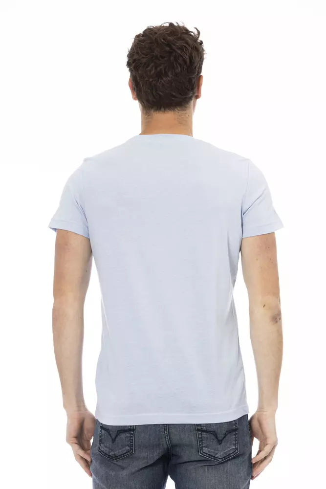 Light Blue Cotton Men T-Shirt - SEHABRANDS