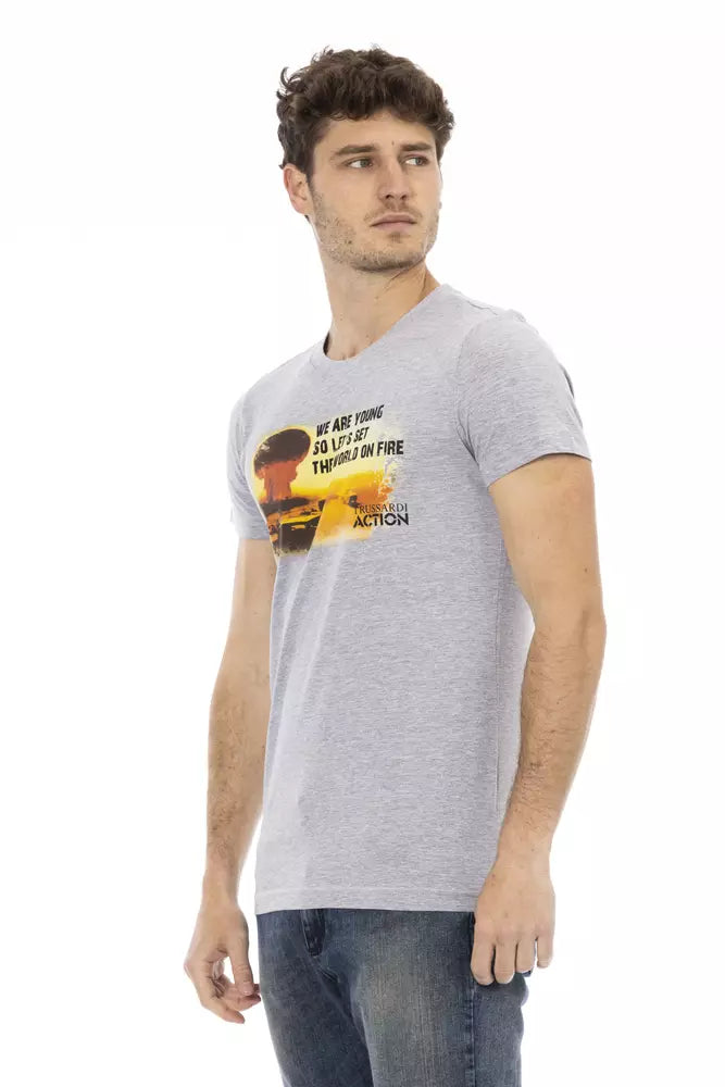 Gray Cotton Men T-Shirt - SEHABRANDS