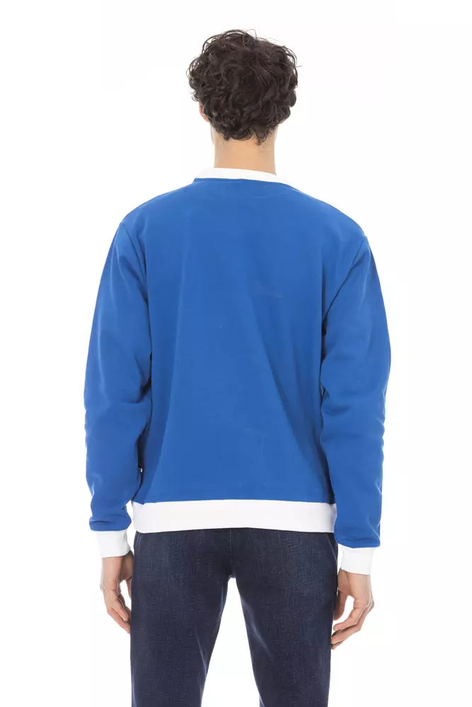 Blue Cotton Men Sweater - SEHABRANDS